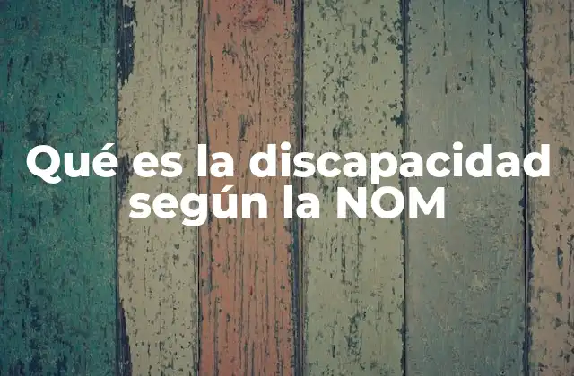 Qué es la Discapacidad según la Nom