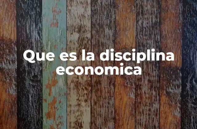 Que es la Disciplina Economica
