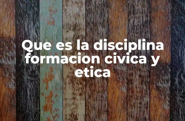 Que es la Disciplina Formacion Civica y Etica
