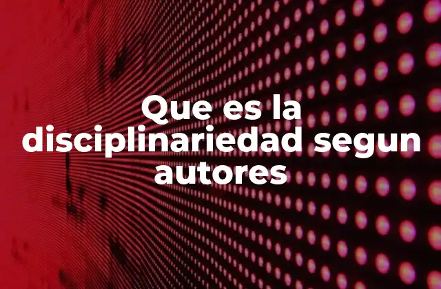 Que es la Disciplinariedad Segun Autores