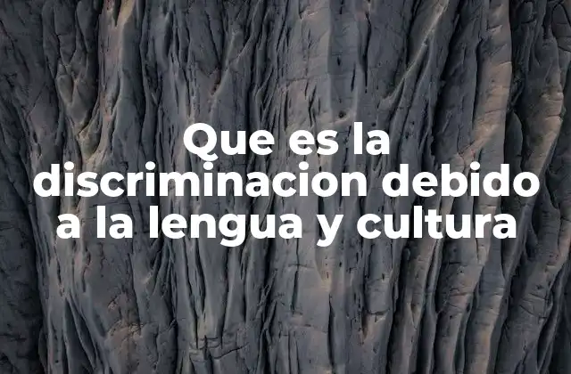 Que es la Discriminacion Debido a la Lengua y Cultura