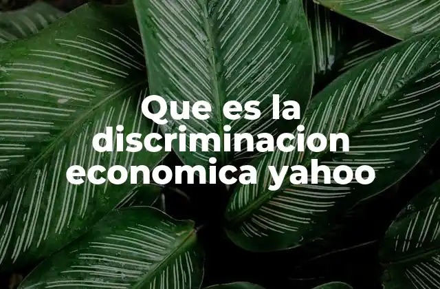 Que es la Discriminacion Economica Yahoo