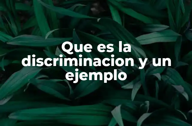 Que es la Discriminacion y un Ejemplo