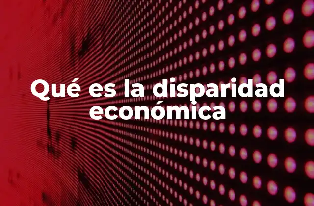 Qué es la Disparidad Económica
