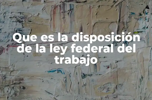 Que es la Disposición de la Ley Federal Del Trabajo