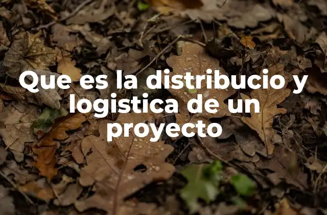 Que es la Distribucio y Logistica de un Proyecto