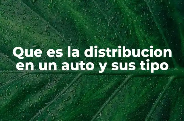 Que es la Distribucion en un Auto y Sus Tipo