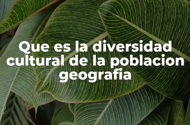 Que es la Diversidad Cultural de la Poblacion Geografia