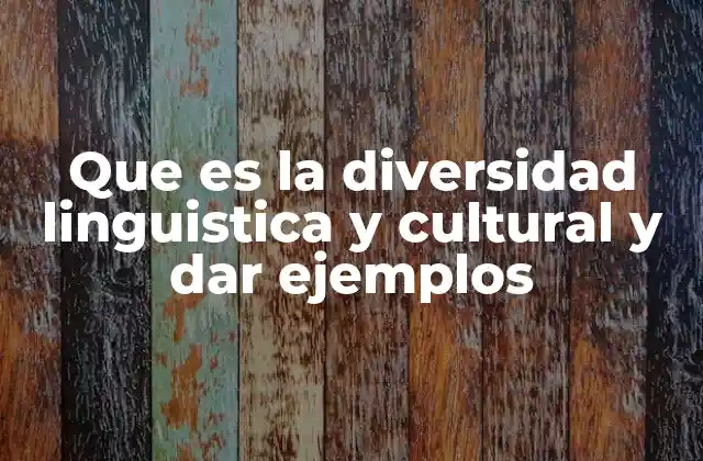 Que es la Diversidad Linguistica y Cultural y Dar Ejemplos