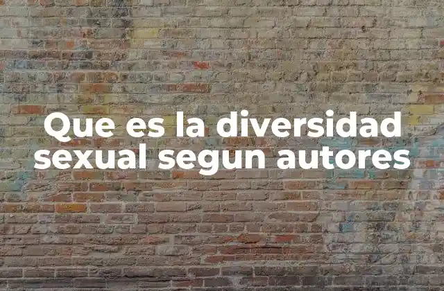 Que es la Diversidad Sexual Segun Autores