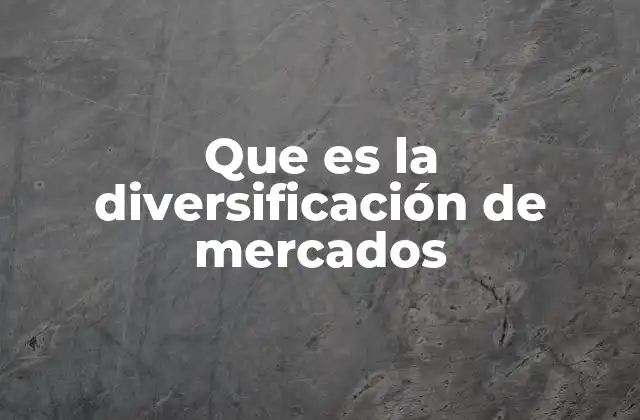 Que es la Diversificación de Mercados