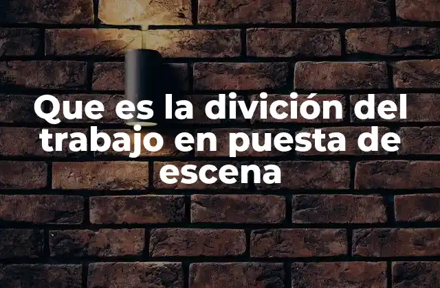 Que es la Divición Del Trabajo en Puesta de Escena