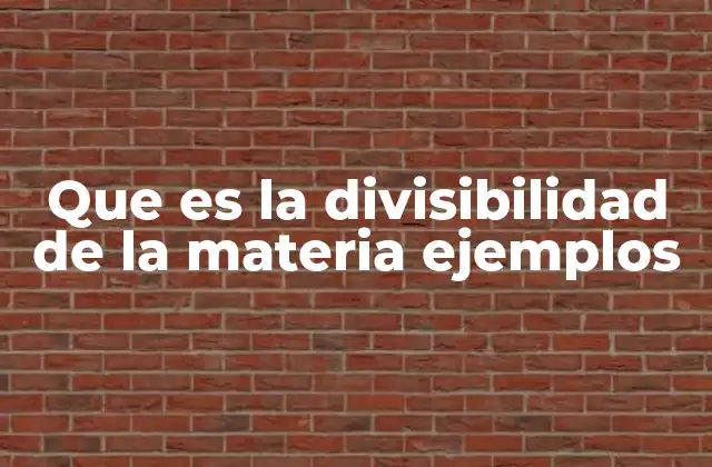 Que es la Divisibilidad de la Materia Ejemplos