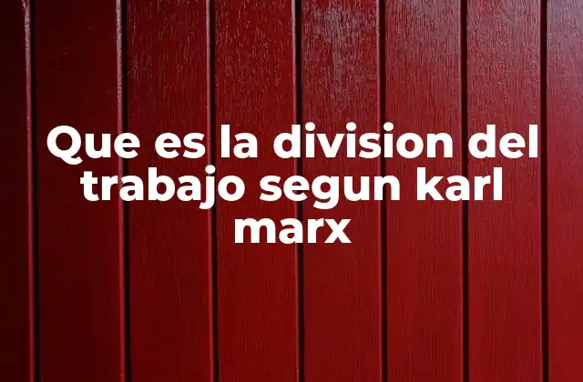 Que es la Division Del Trabajo Segun Karl Marx
