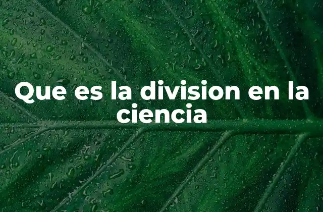 Que es la Division en la Ciencia