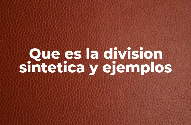 Que es la Division Sintetica y Ejemplos
