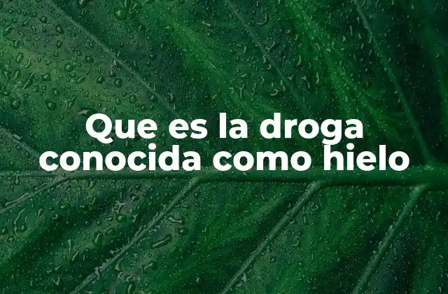 Que es la Droga Conocida como Hielo