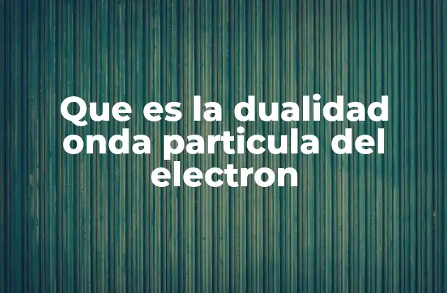 Que es la Dualidad Onda Particula Del Electron