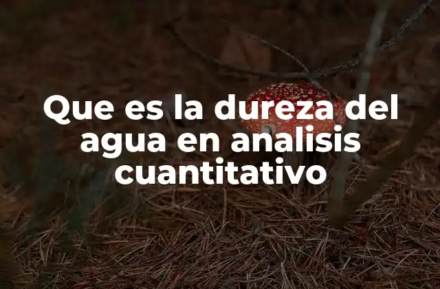 Que es la Dureza Del Agua en Analisis Cuantitativo