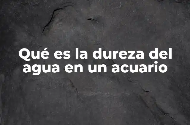 Qué es la Dureza Del Agua en un Acuario