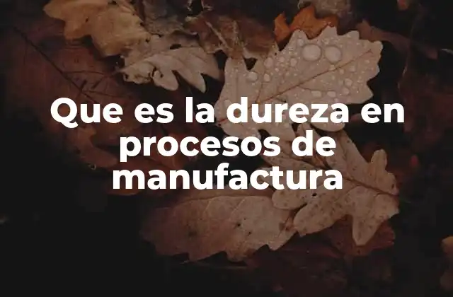 Que es la Dureza en Procesos de Manufactura