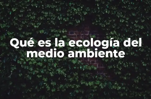 Qué es la Ecología Del Medio Ambiente