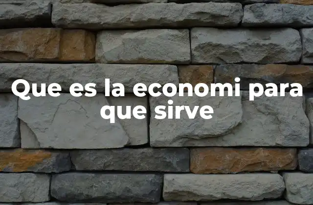 Que es la Economi para que Sirve