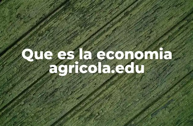 Que es la Economia Agricola.edu