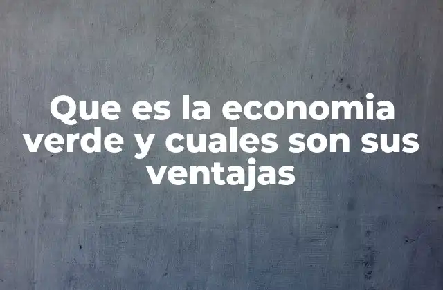 Que es la Economia Verde y Cuales Son Sus Ventajas