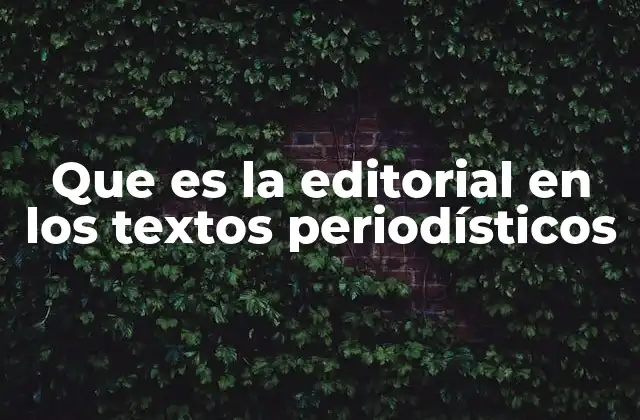 Que es la Editorial en los Textos Periodísticos