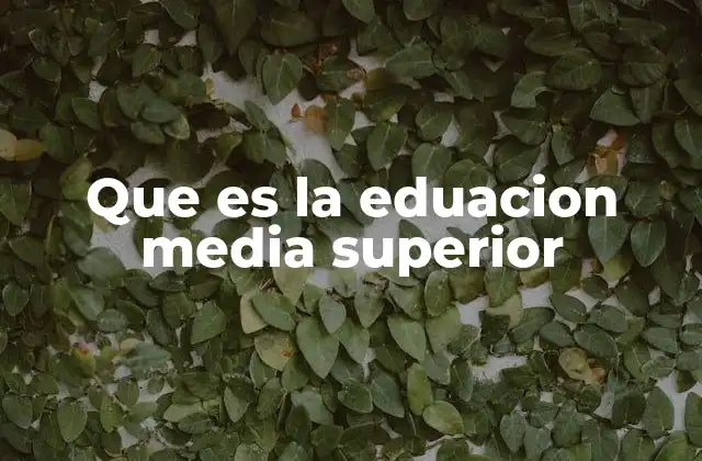 Que es la Eduacion Media Superior