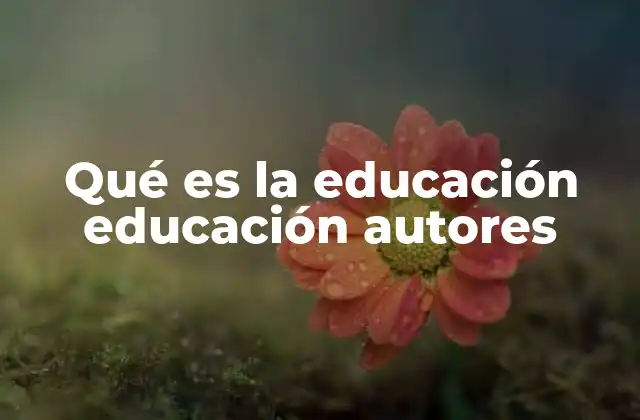 Qué es la Educación Educación Autores