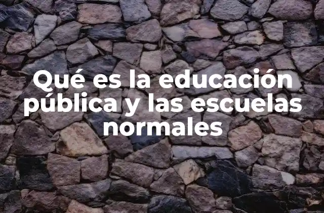 Qué es la Educación Pública y las Escuelas Normales