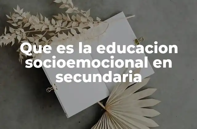 Que es la Educacion Socioemocional en Secundaria