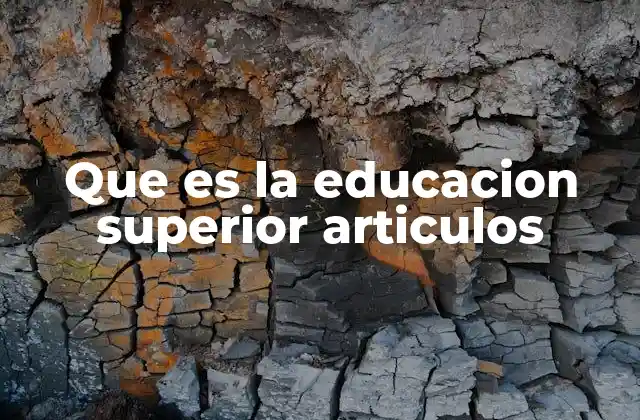 Que es la Educacion Superior Articulos