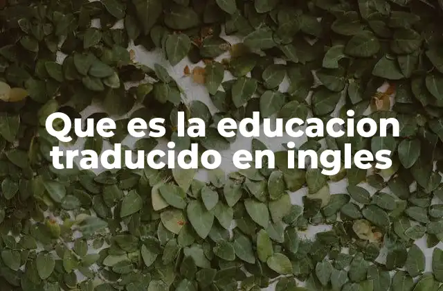Que es la Educacion Traducido en Ingles