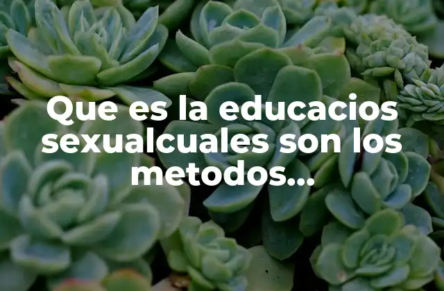 Que es la Educacios Sexualcuales Son los Metodos Anticonseptivos