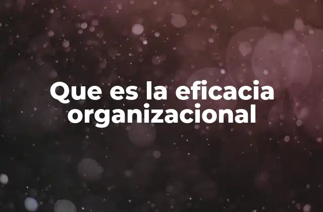 Que es la Eficacia Organizacional