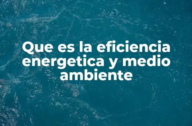 Que es la Eficiencia Energetica y Medio Ambiente