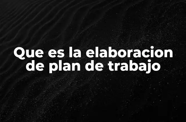 Que es la Elaboracion de Plan de Trabajo