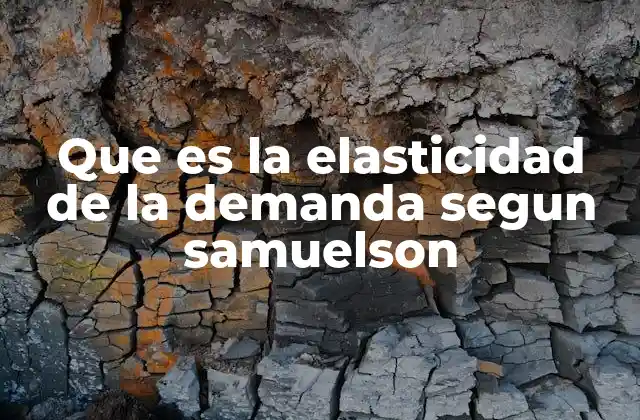 Que es la Elasticidad de la Demanda Segun Samuelson
