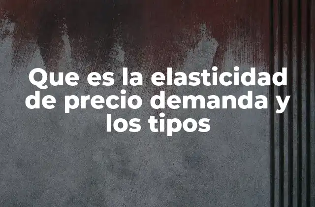 Que es la Elasticidad de Precio Demanda y los Tipos