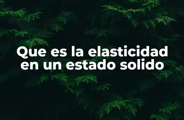 Que es la Elasticidad en un Estado Solido
