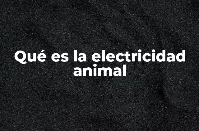 Qué es la Electricidad Animal