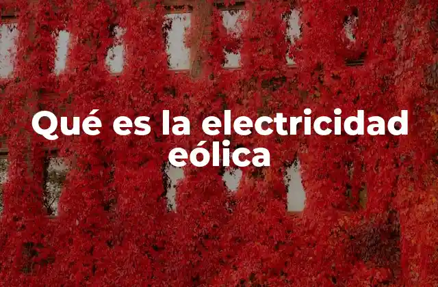 Qué es la Electricidad Eólica