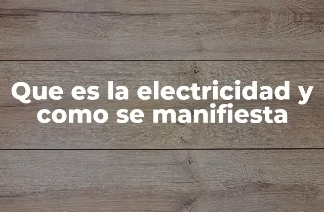 Que es la Electricidad y como Se Manifiesta