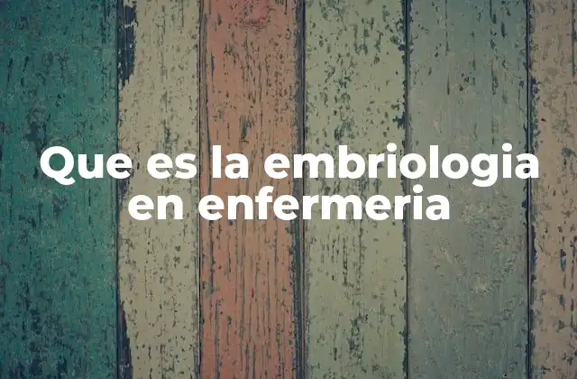 Que es la Embriologia en Enfermeria