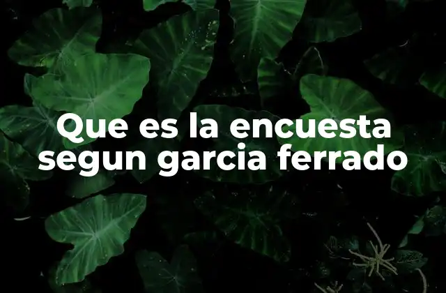 Que es la Encuesta Segun Garcia Ferrado