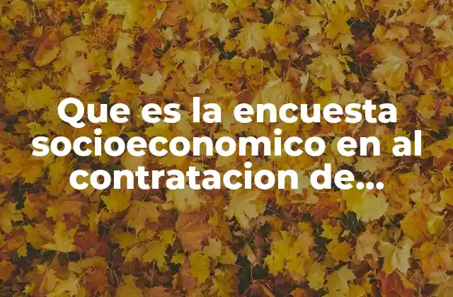 Que es la Encuesta Socioeconomico en Al Contratacion de Personal