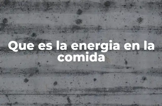 Que es la Energia en la Comida